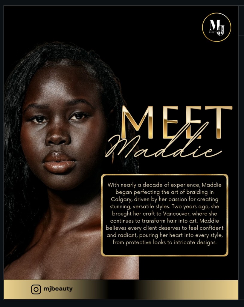 Meet Maddie — MJ Beauty stylist with nearly a decade of braiding experience in Calgary and Vancouver
