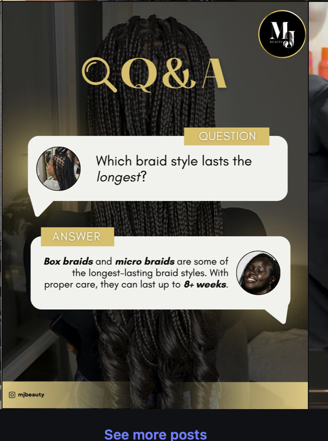 Q&A — which braid style lasts the longest? Box braids and micro braids can last 8+ weeks with proper care